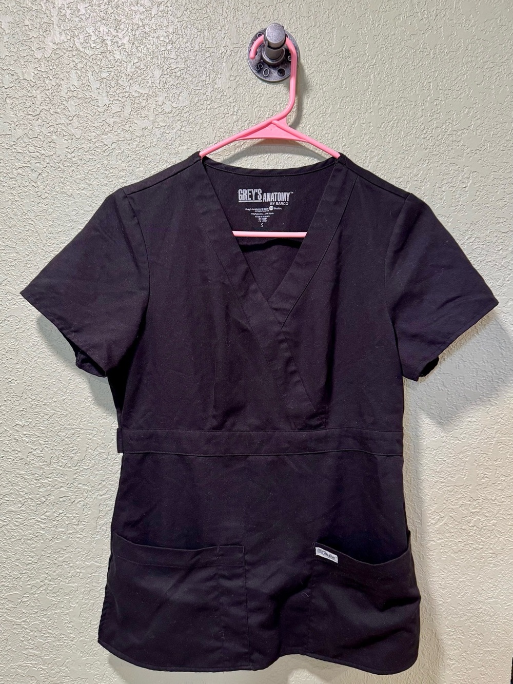 Grey's Anatomy Black V-Neck Scrub Top Small